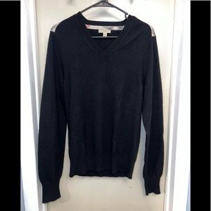 Burberry Brit Men's Black Check Shoulder Vneck Sweater